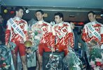 Podium Marc Gomez course Bordeaux-Saintes 1981 (photo Sud-Ouest)